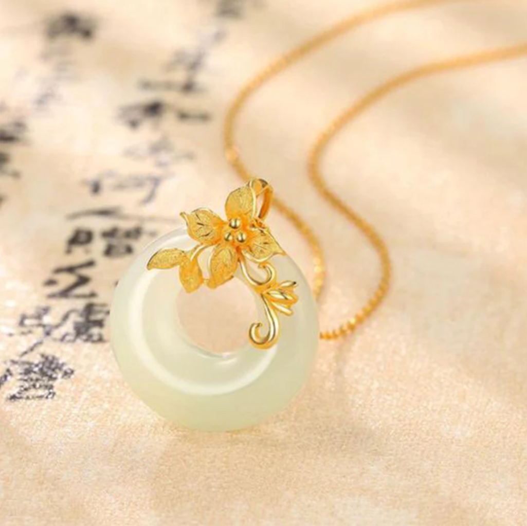 Tibetan White Jade Calm Necklace
