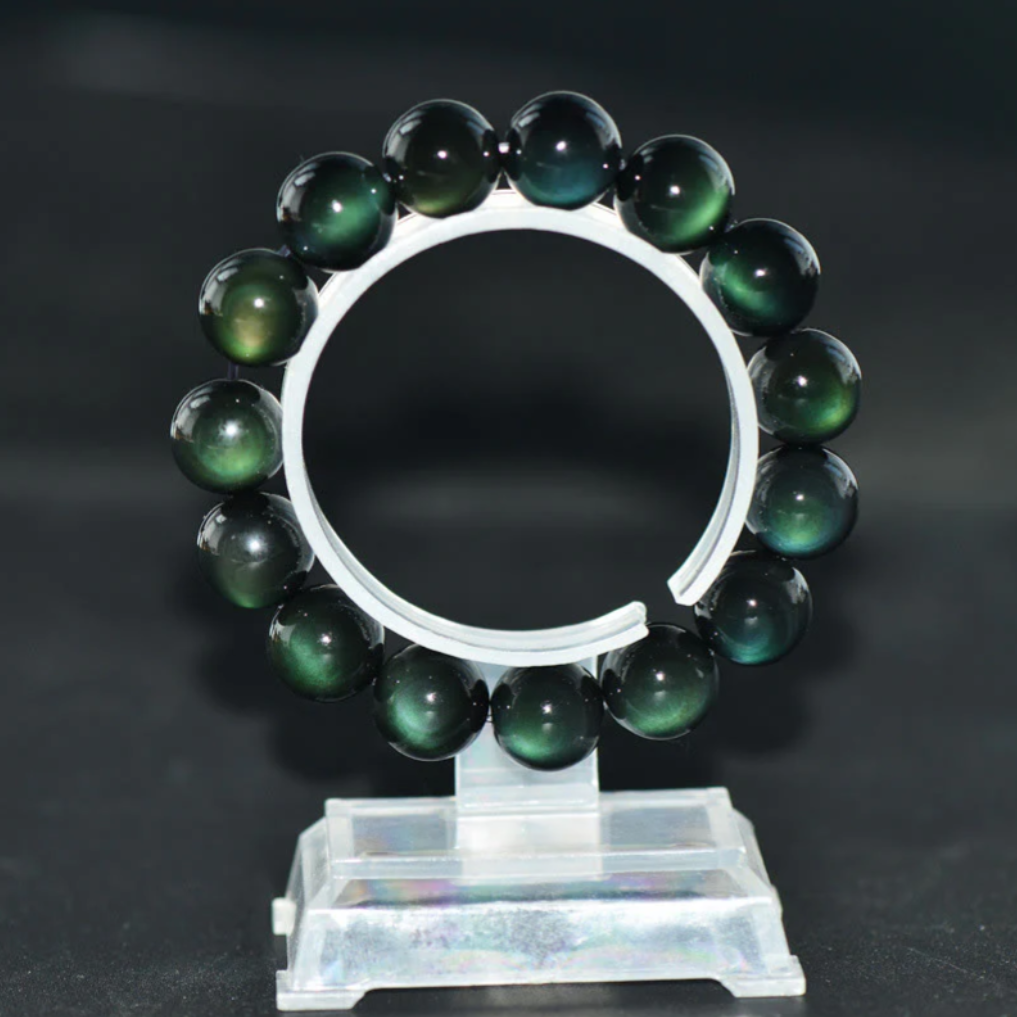 Natural Green Eye Obsidian Wealth Bracelet