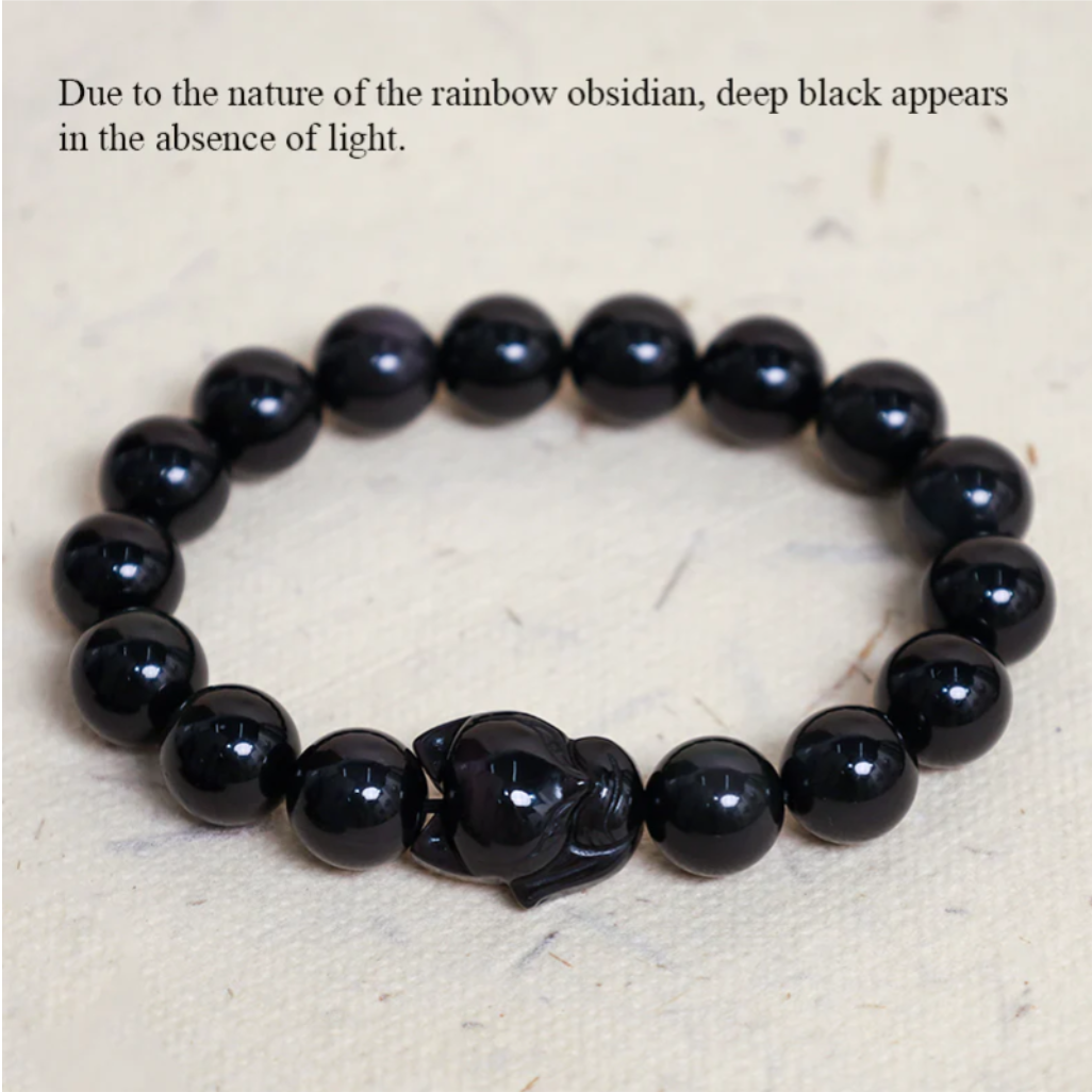Rainbow Obsidian Fox Healing Positive Bracelet