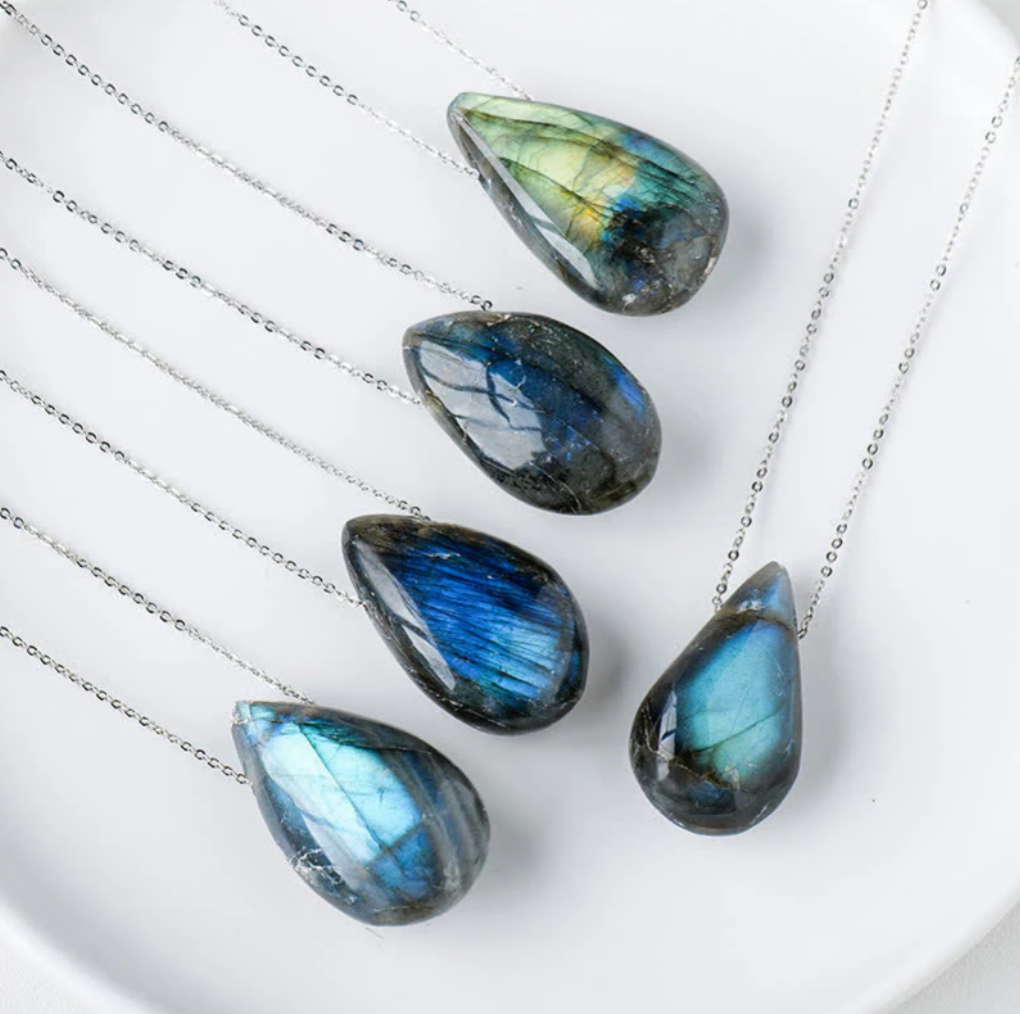 Labradorite Water Drop Support Healing Necklace Pendant