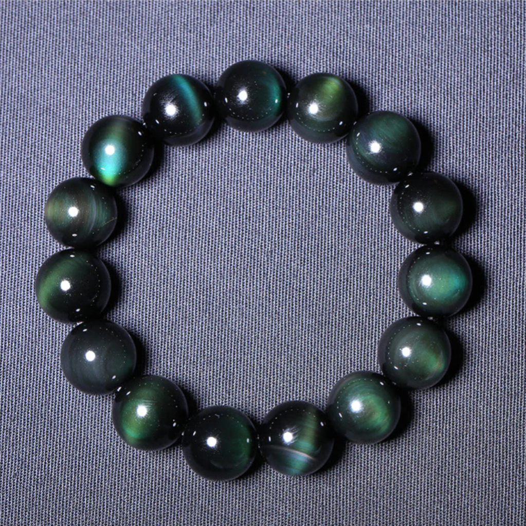 Natural Green Eye Obsidian Wealth Bracelet