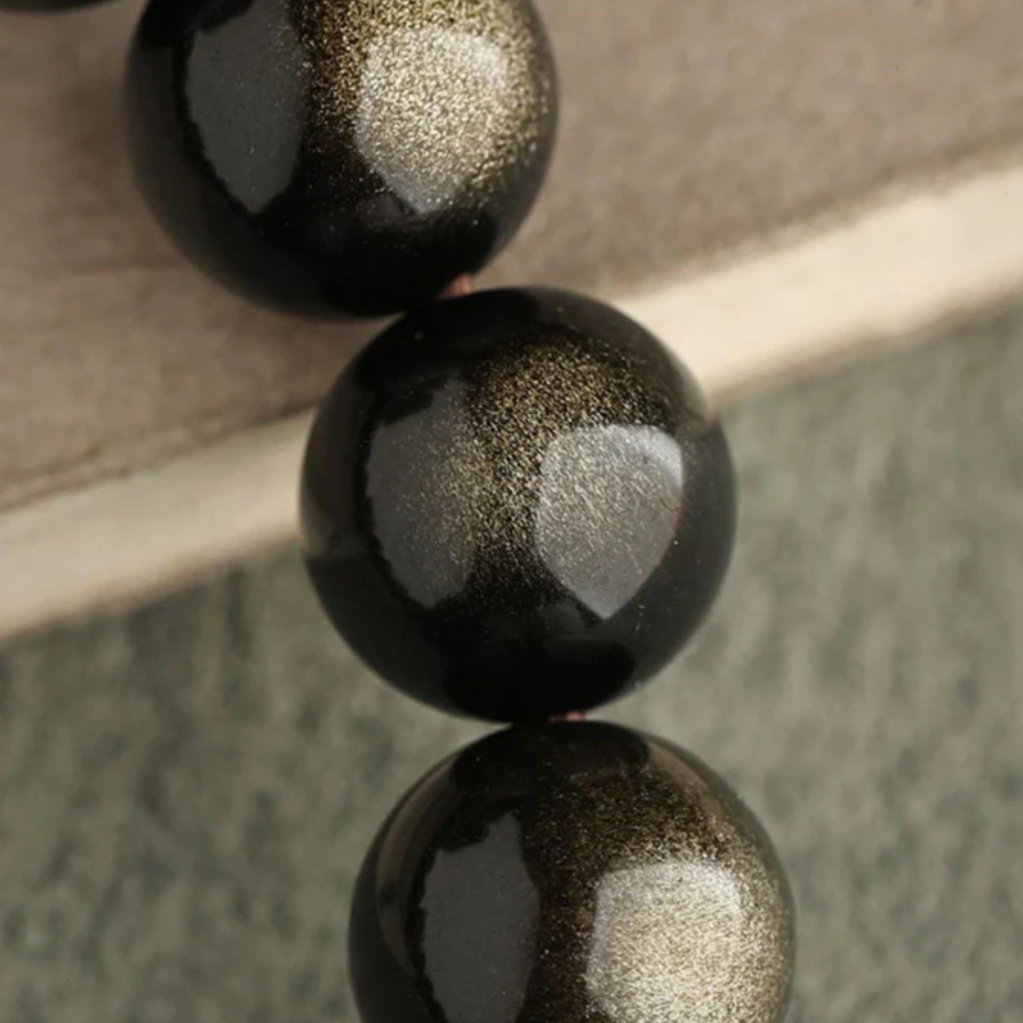 Gold Sheen Obsidian Silver Sheen Obsidian Lovely Paw Lucky Cat Protection Bracelet