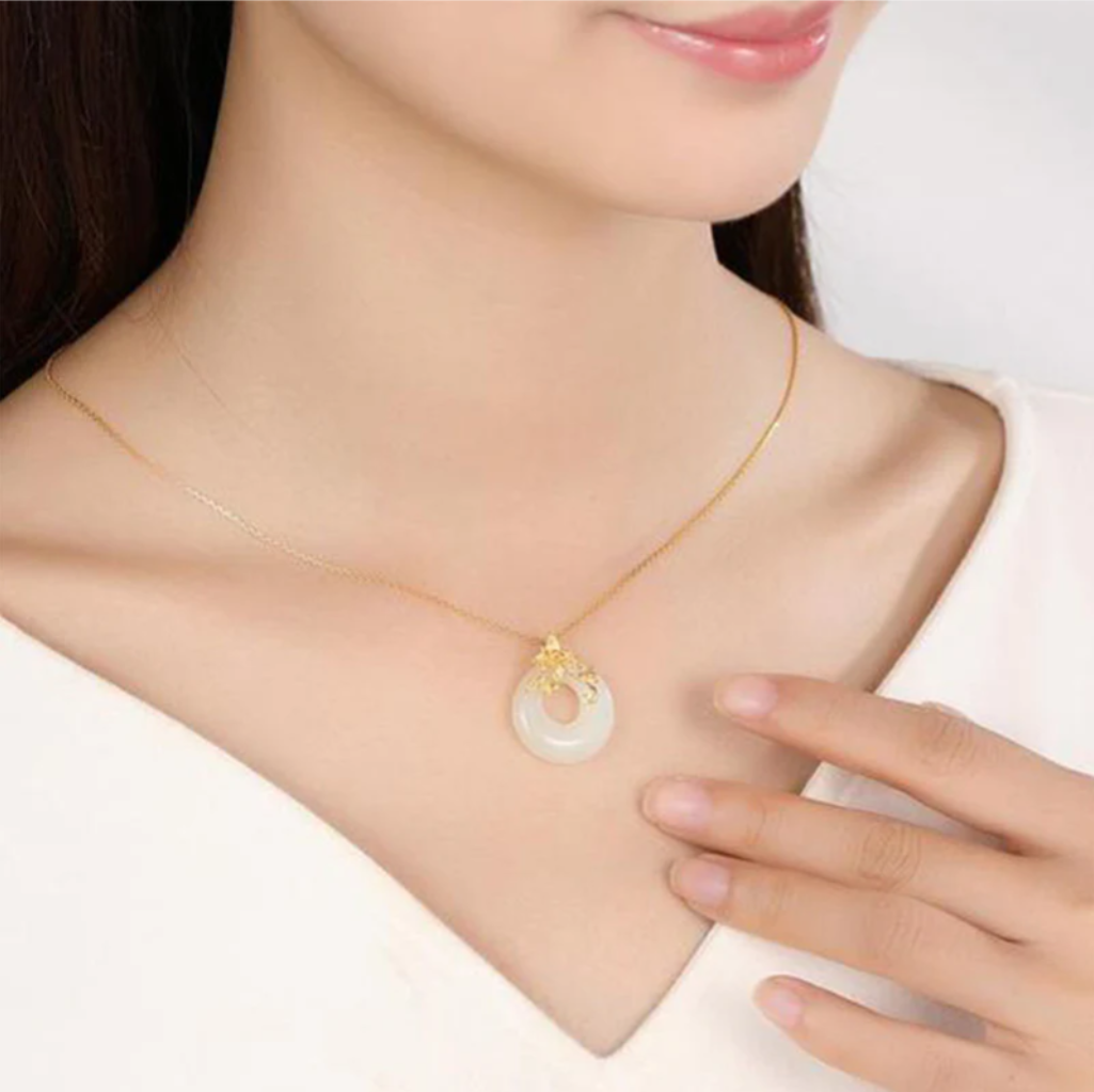 Tibetan White Jade Calm Necklace