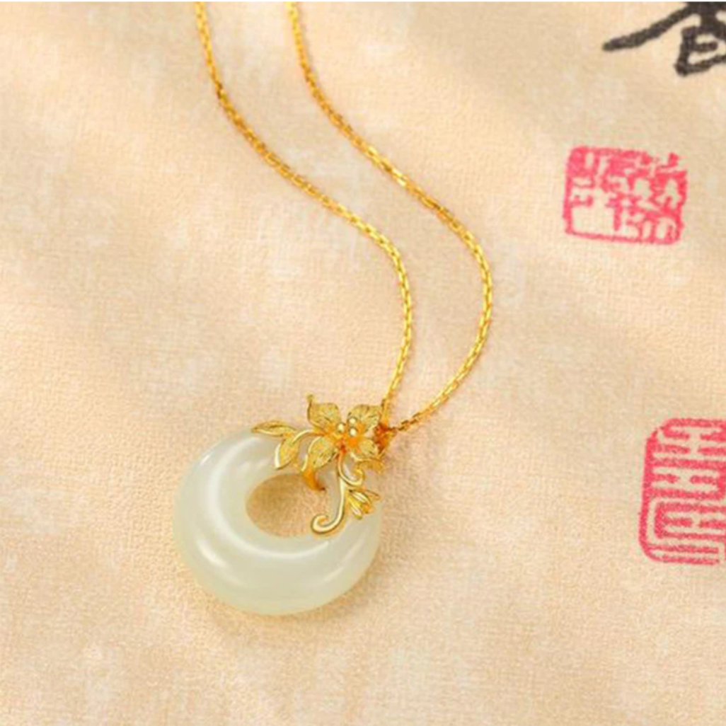 Tibetan White Jade Calm Necklace