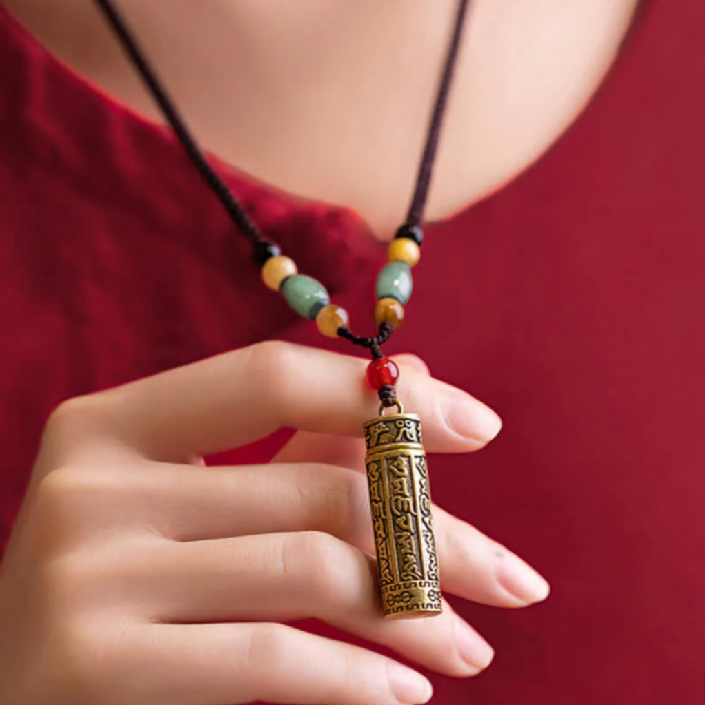 Tibet Om Mani Padme Hum Agate Shurangama Sutra Protection Necklace Pendant
