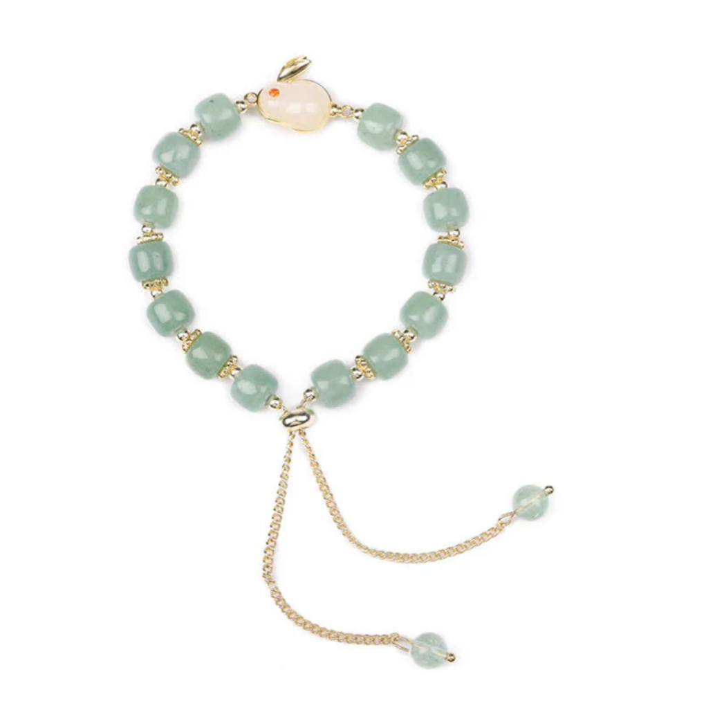 Year of the Rabbit Natural Green Aventurine Luck Bead Bracelet