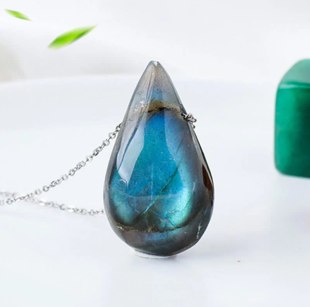 Labradorite Water Drop Support Healing Necklace Pendant