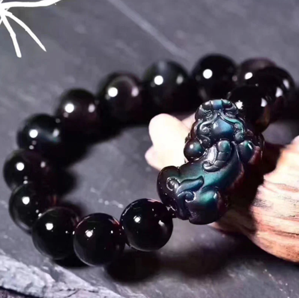 FengShui PiXiu Rainbow Obsidian Luck Bracelet