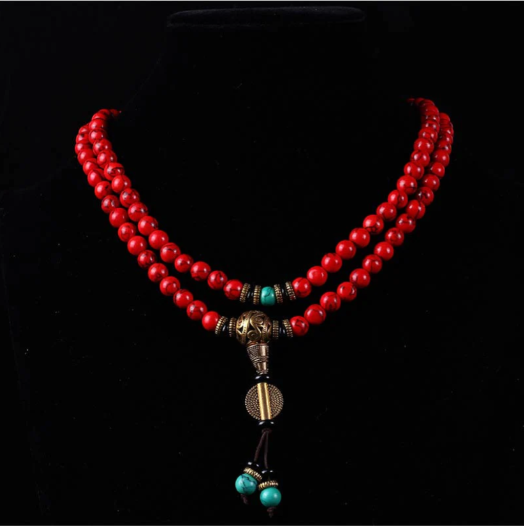 Tibetan Mala Red Turquoise Lucky Necklace Bracelet