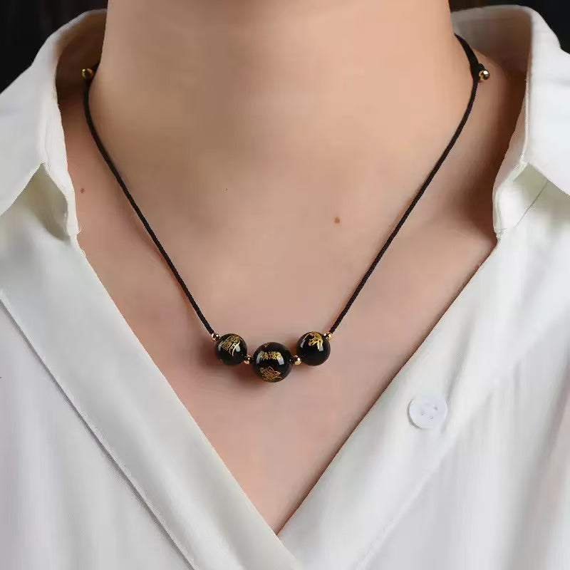 Obsidian Bead Secret Pendant