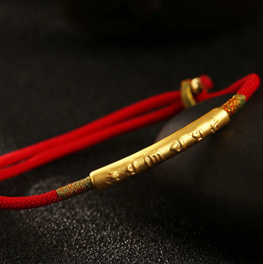 Tibetan Handmade Mani Mantra Lucky Red String Bracelet