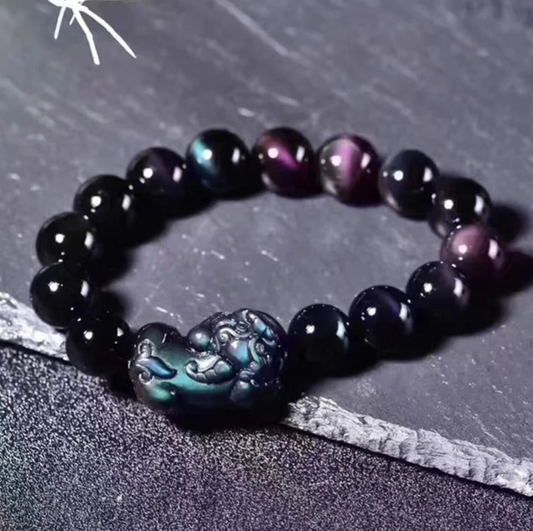 FengShui PiXiu Rainbow Obsidian Luck Bracelet