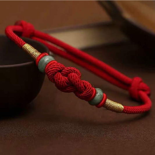 Red String Jade Luck Fortune Knot Braided Couple Bracelet